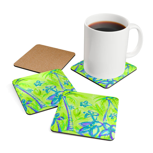 Coaster Set - Tropical Doodles, Lime