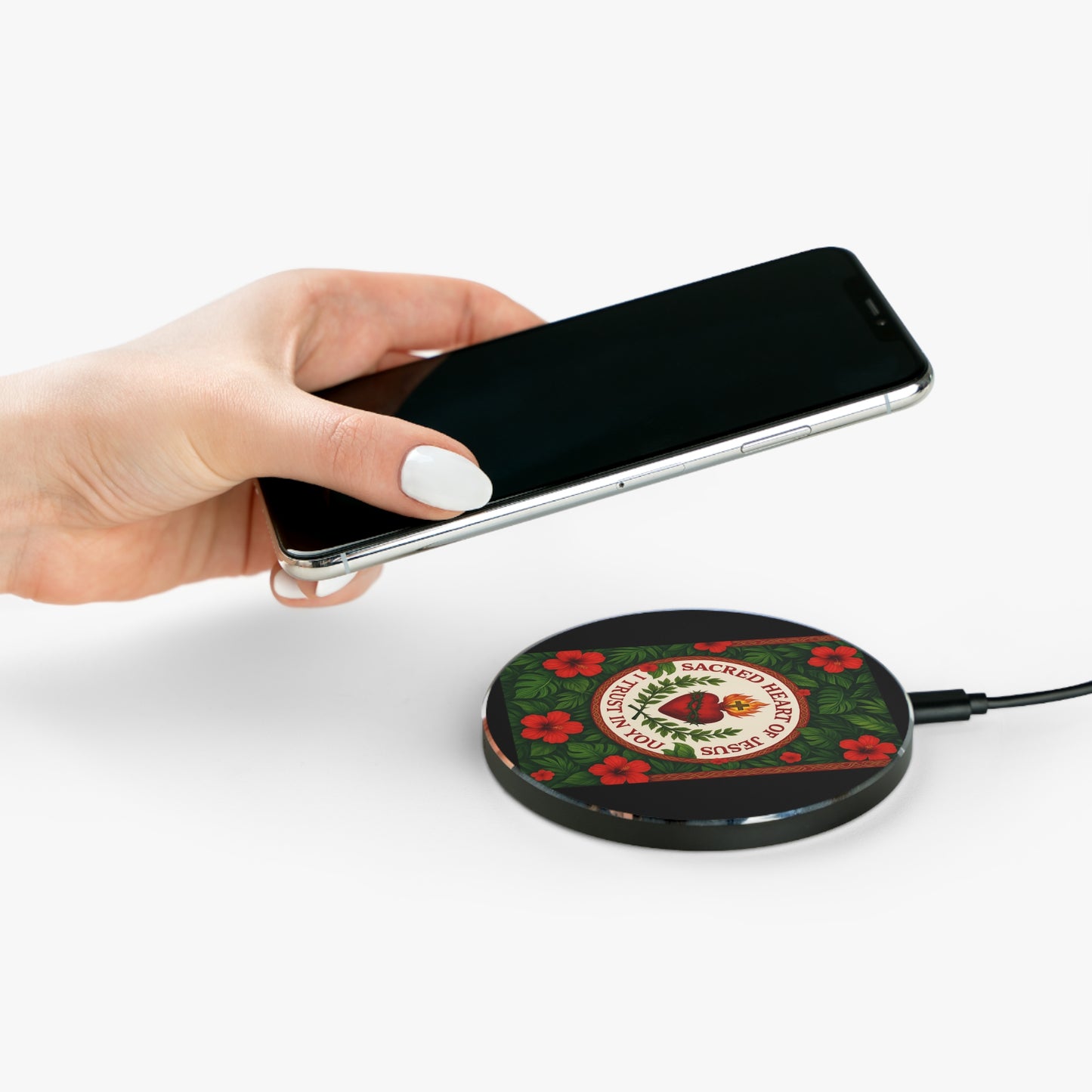 Religious Wireless Charger - Sacred Heart of Jesus Prayer