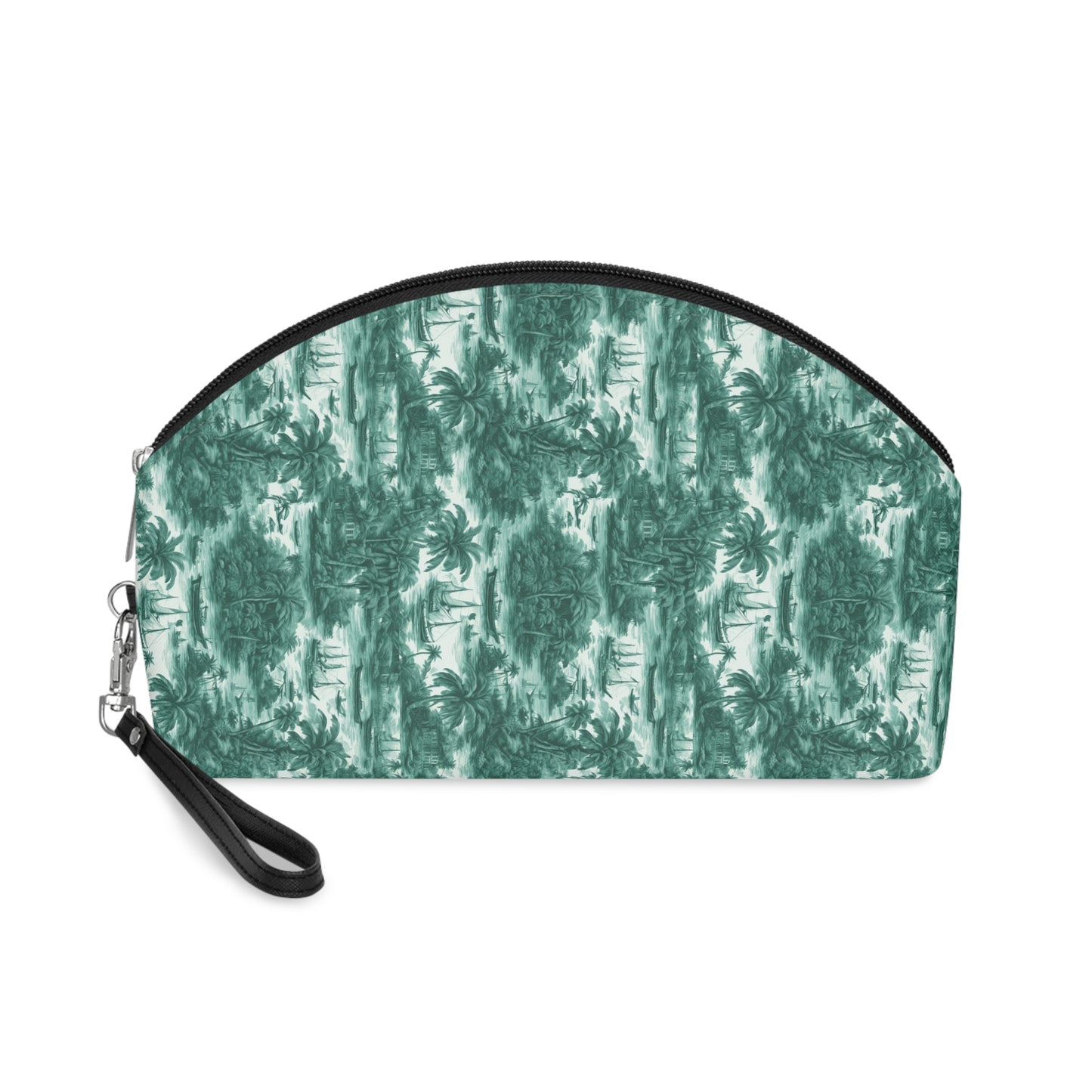 Makeup Bag - Tropical Toile #1, evergreen