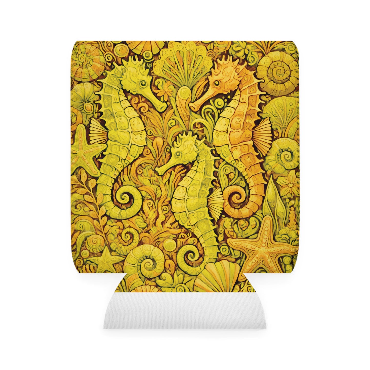 Seahorse Trio/Yellow Can Cooler Sleeve - Perfect for Outdoor Picnics