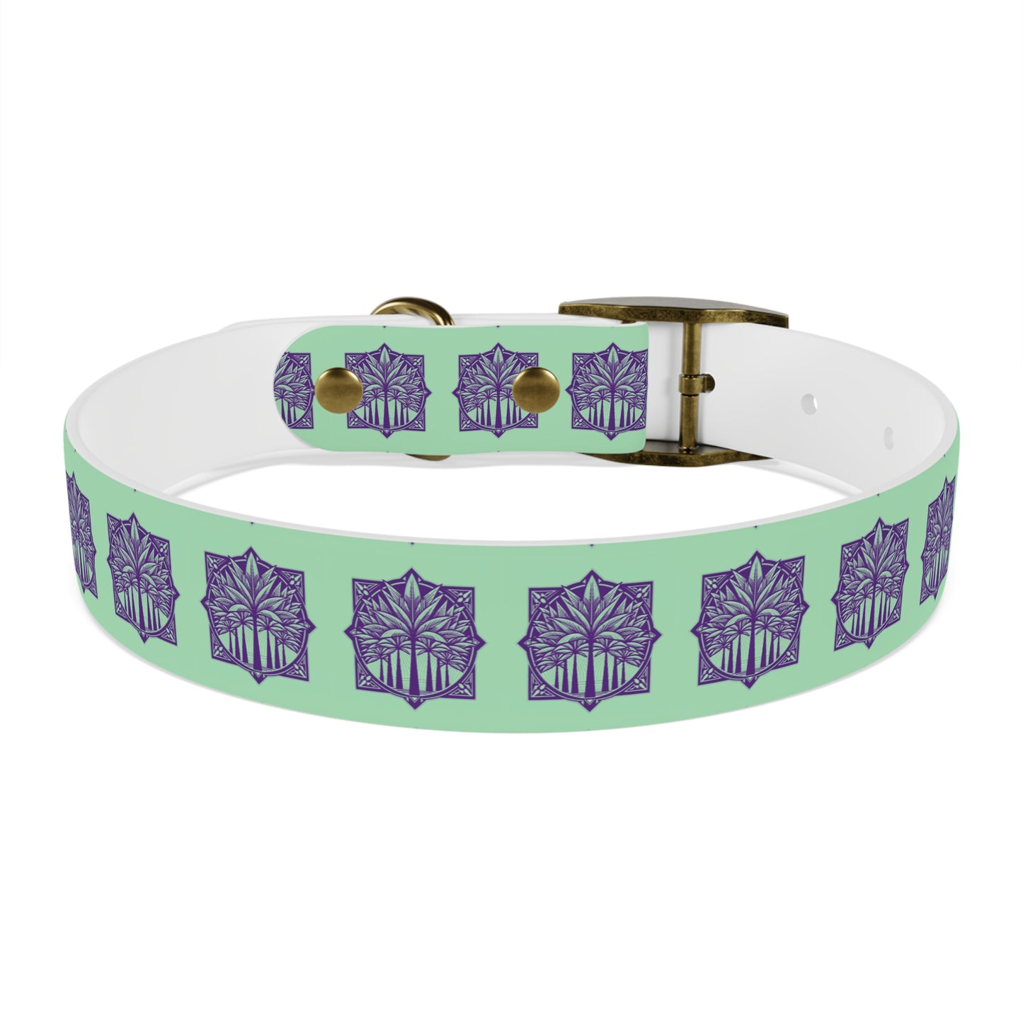 Dog Collar - Deco Palm Trees, Mint Green