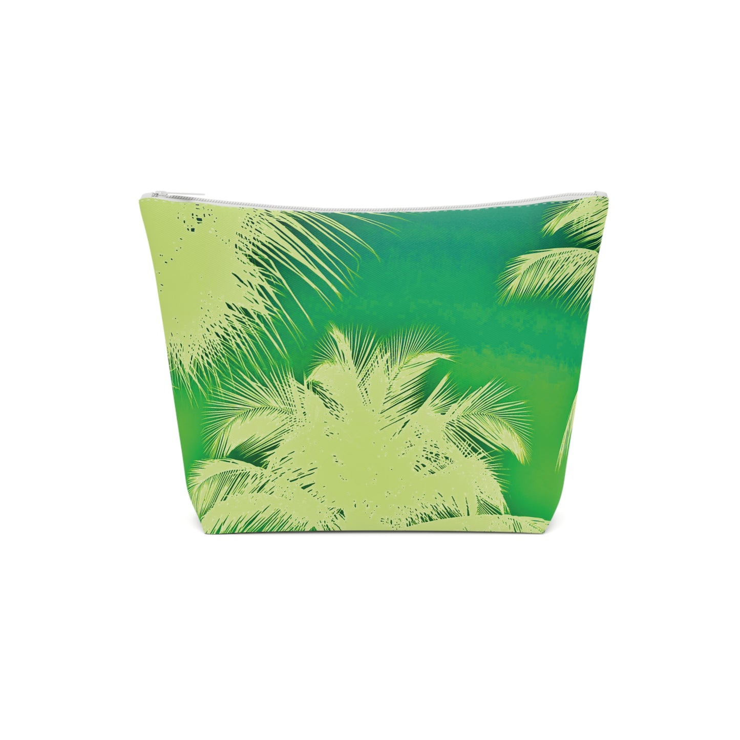 Tropical Cotton Cosmetic Bag, Makeup Pouch, 5 Sizes / Palm Glow, Green