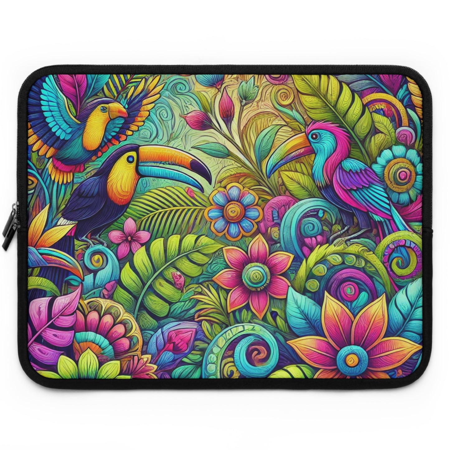 Tropical Laptop Sleeve, 5 Sizes - Perfect for Beach Lovers & Students / Rainforest Music