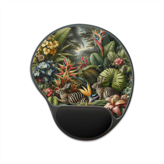 Rainforest Rabbit Outing Mouse Pad with Wrist Rest - Ergonomic Design for Home & Office