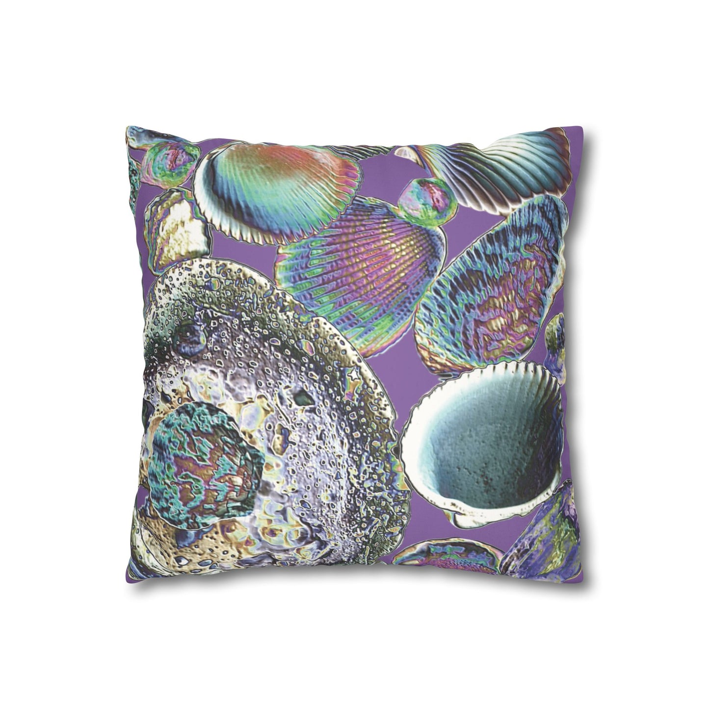 Faux Suede Square Pillowcase - Heatwave Seashell Collection, Light Purple