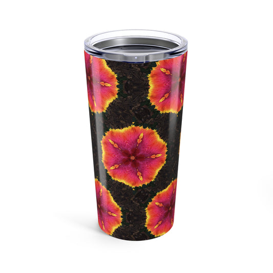 20oz Tropical Glossy Tumbler - Hibiscus Kaleidoscope #1
