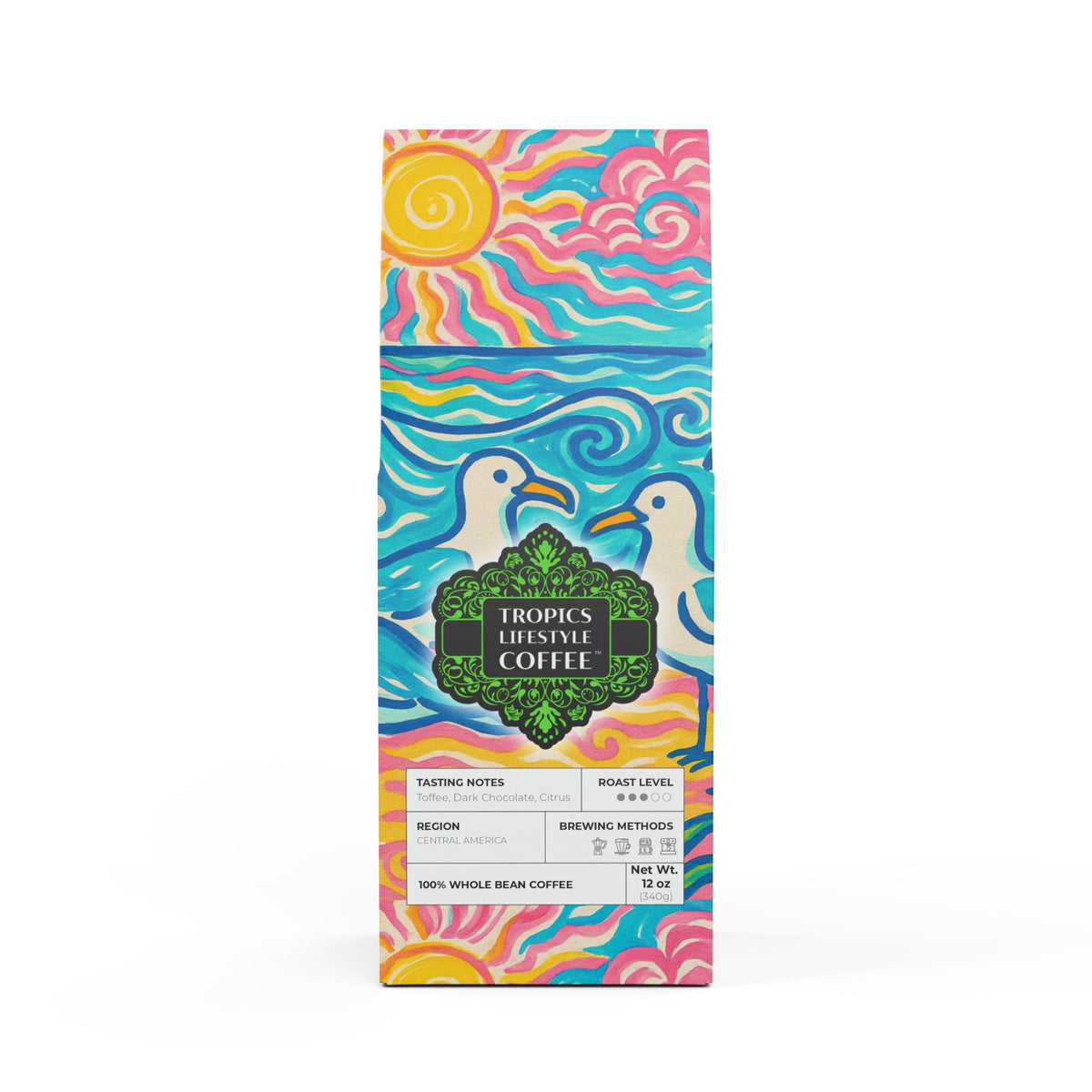 Citrus Bay Blend™ (Medium Roast) Specialty Grade Craft Coffee / Tropical Beach Seagulls
