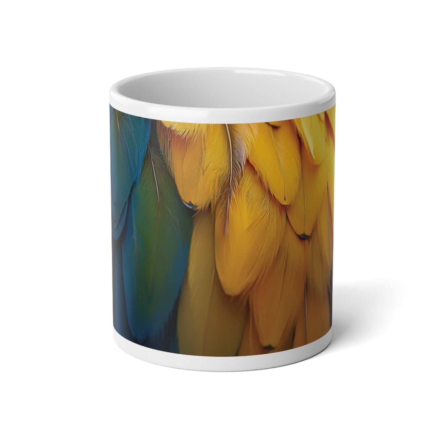 Jumbo Mug, 20oz, Macaw Feathers | Tropical Coffee Cup