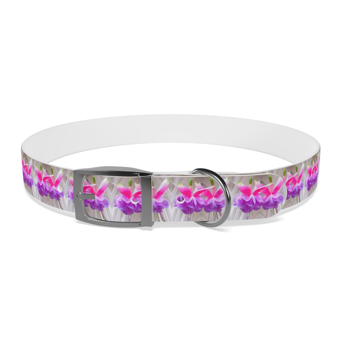 Dog Collar - Two Pink Fuchsias / Gothic, Kaleidoscope