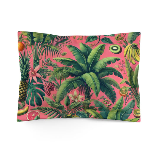 Microfiber Pillow Sham, 2 Sizes | Tropical Vibes for Relaxation / More Tropical Fruit, Coral