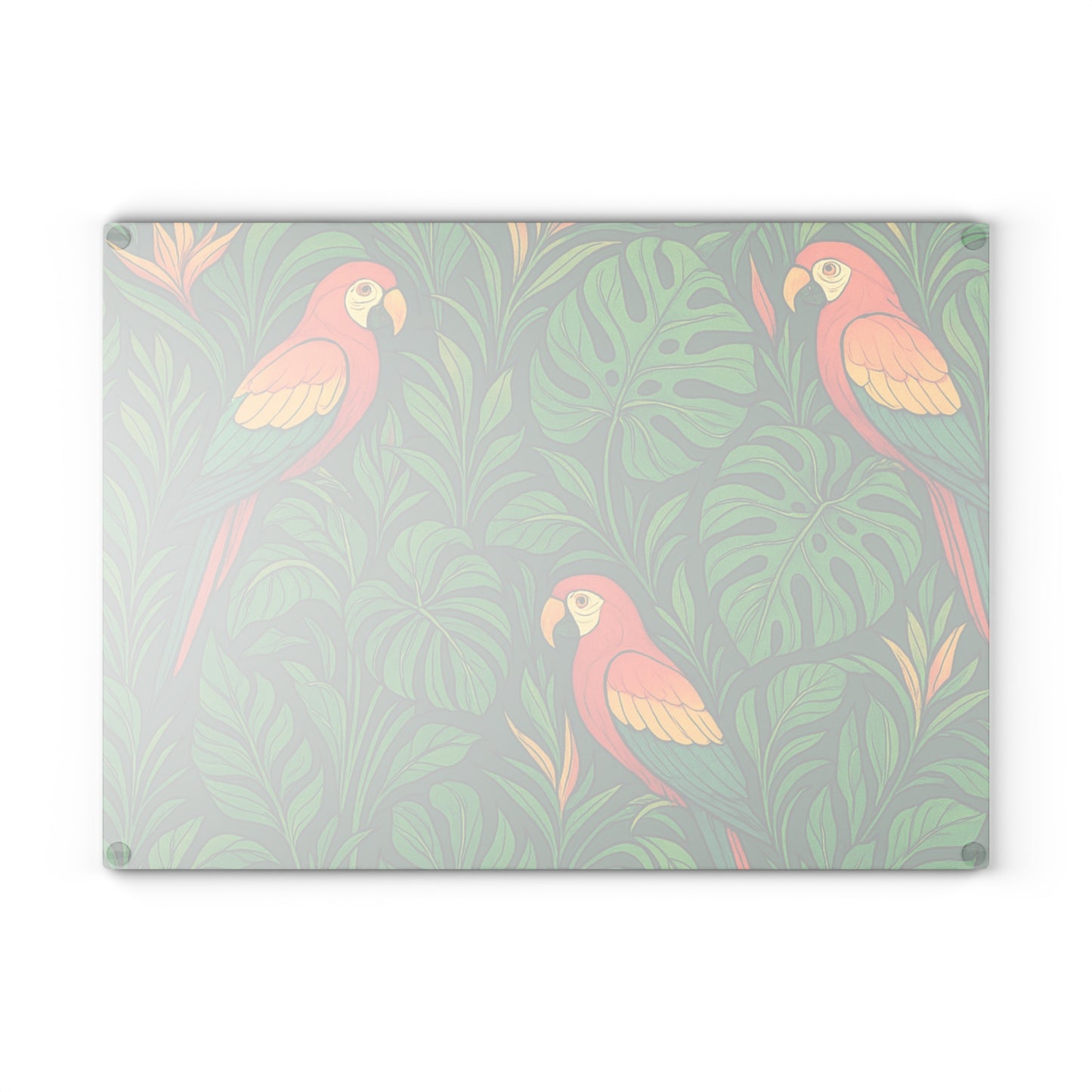 Glass Cutting Board, 2 sizes - Parrot Family
