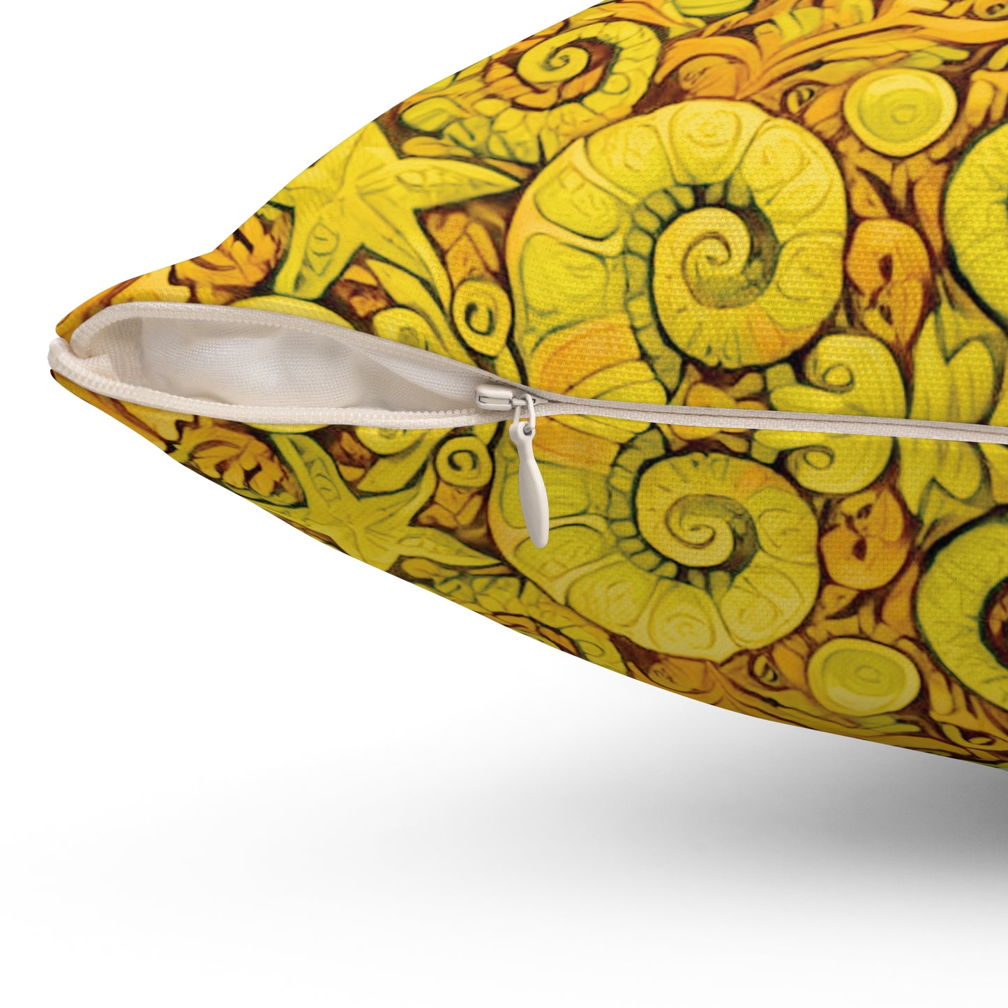 Decorative Pillow - Accent Cushion, 4 Sizes / Seahorse Trio, Yellow