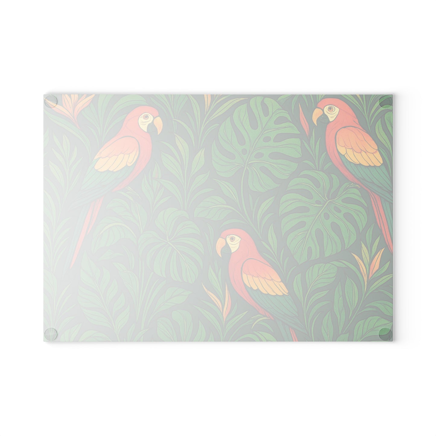 Glass Cutting Board, 2 sizes - Parrot Family
