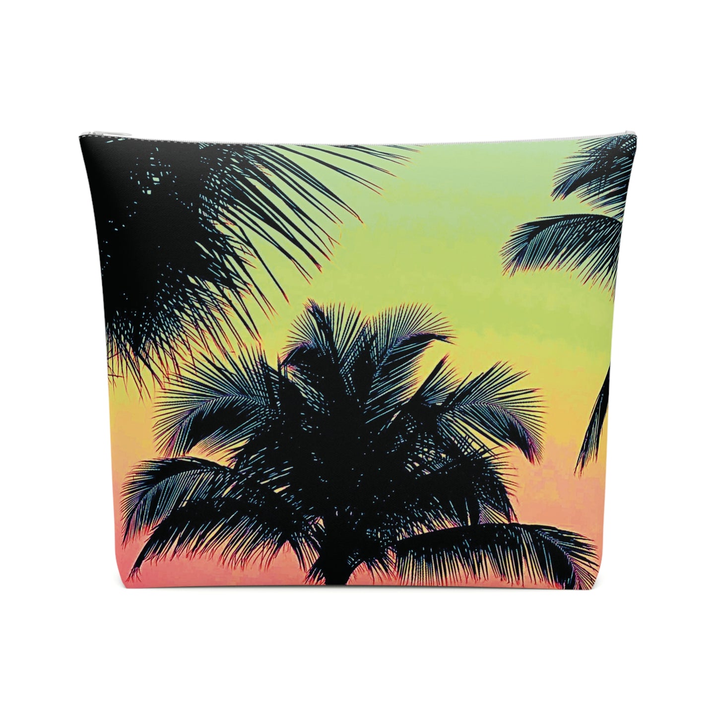 Tropical Cotton Cosmetic Bag, Makeup Pouch, 5 Sizes / Palm Glow, Sangria