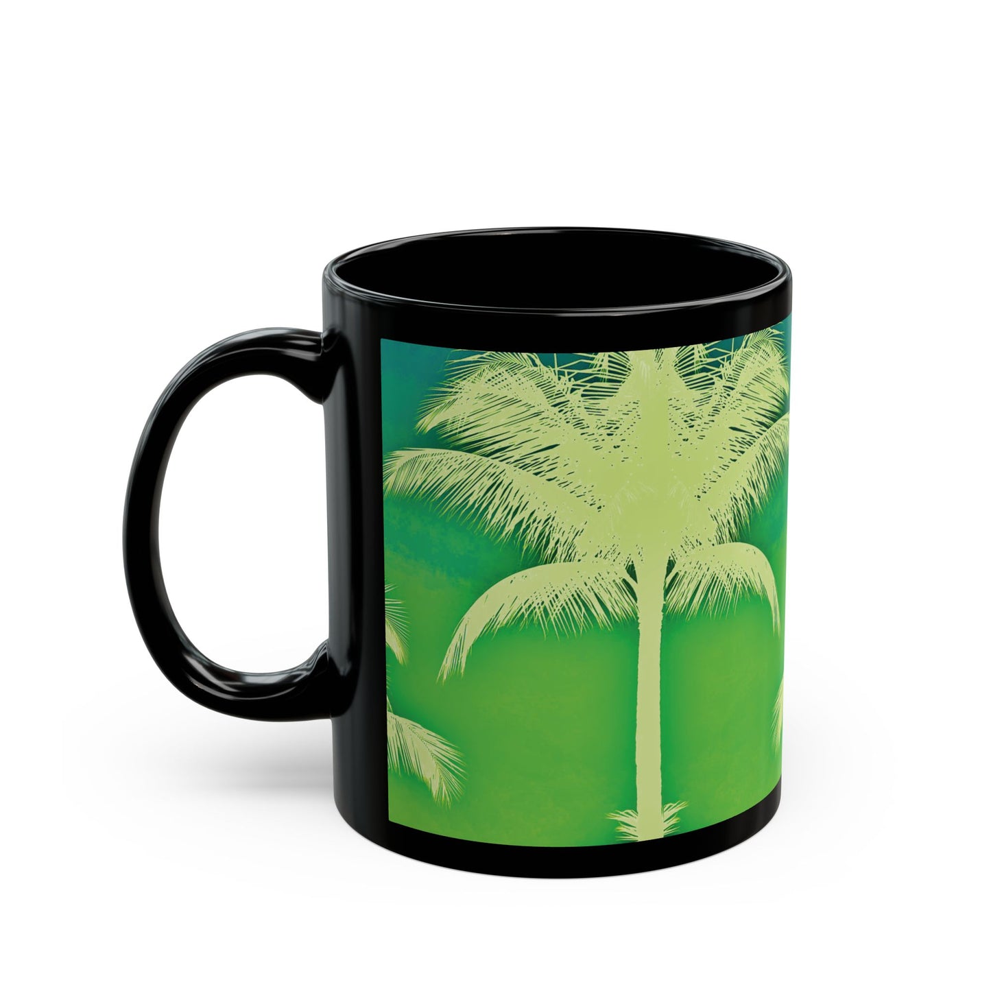 Black Coffee Mug - Palm Glow Green