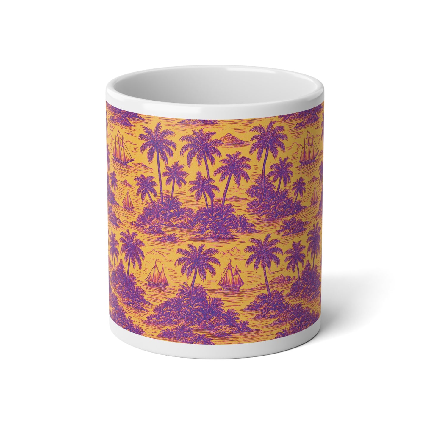 Jumbo Mug, 20 oz | Tropical Toile Trip, Orange
