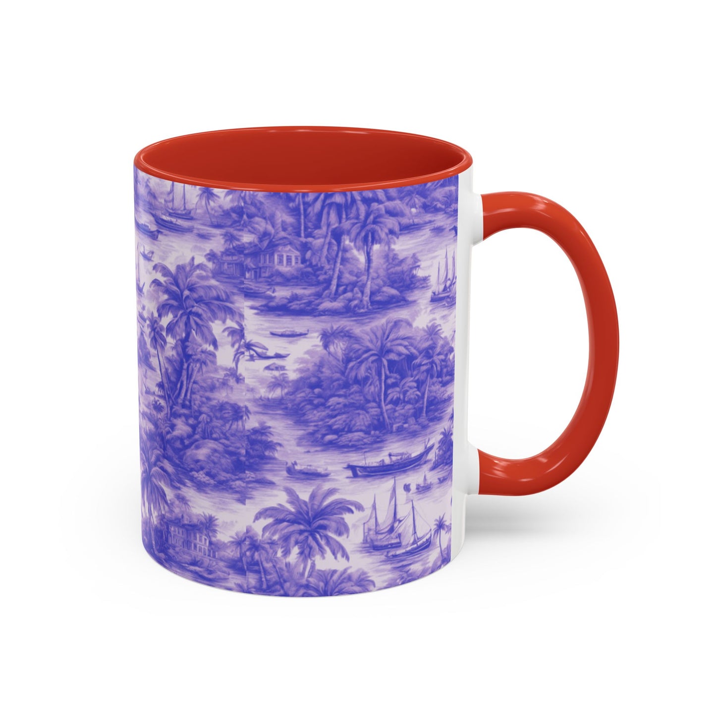 Accent Coffee Mug (11, 15oz), 8 Colors - Tropical Toile #1, purple