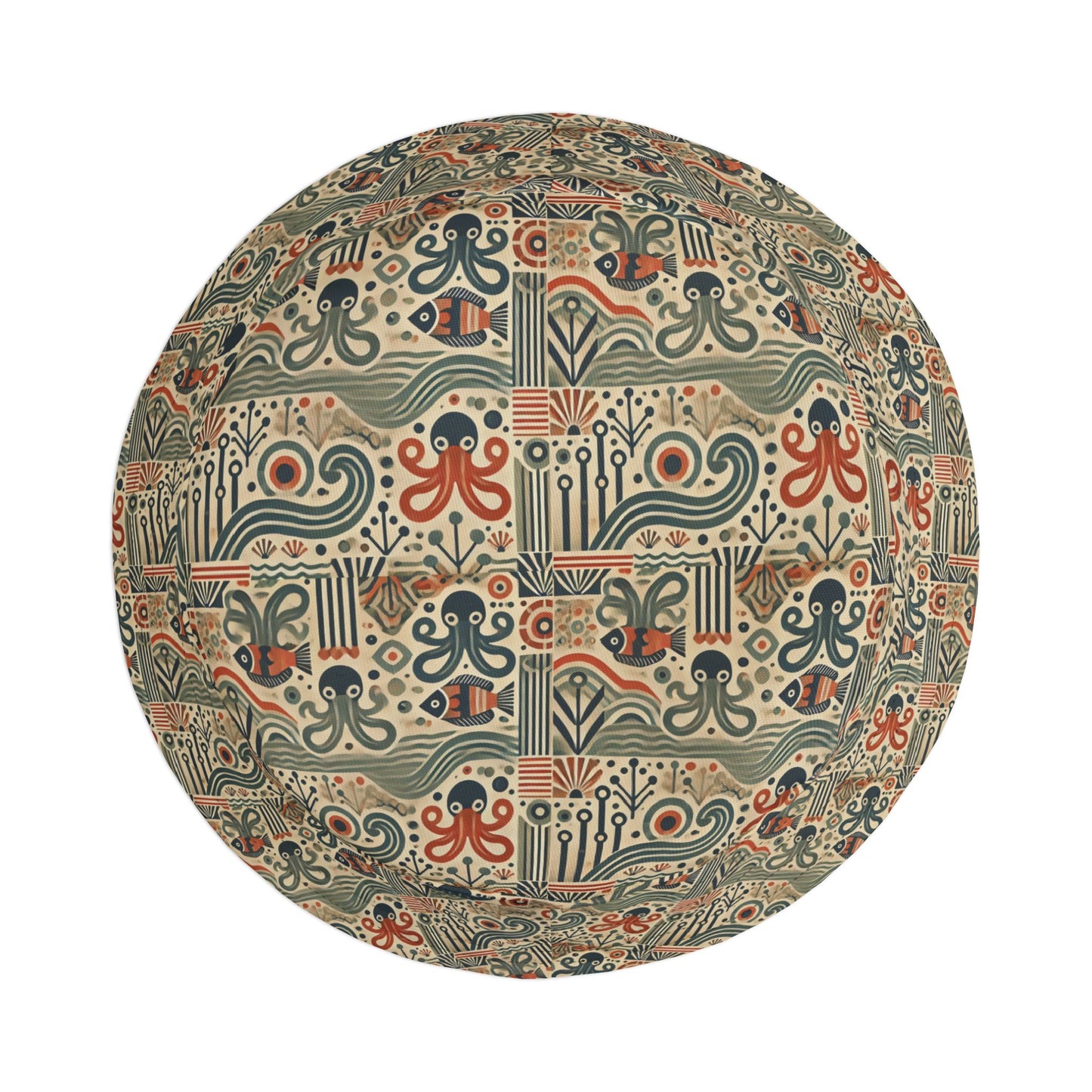 Tropical Polyester Bucket Hat, 2 Sizes - Mid-Century Octopus