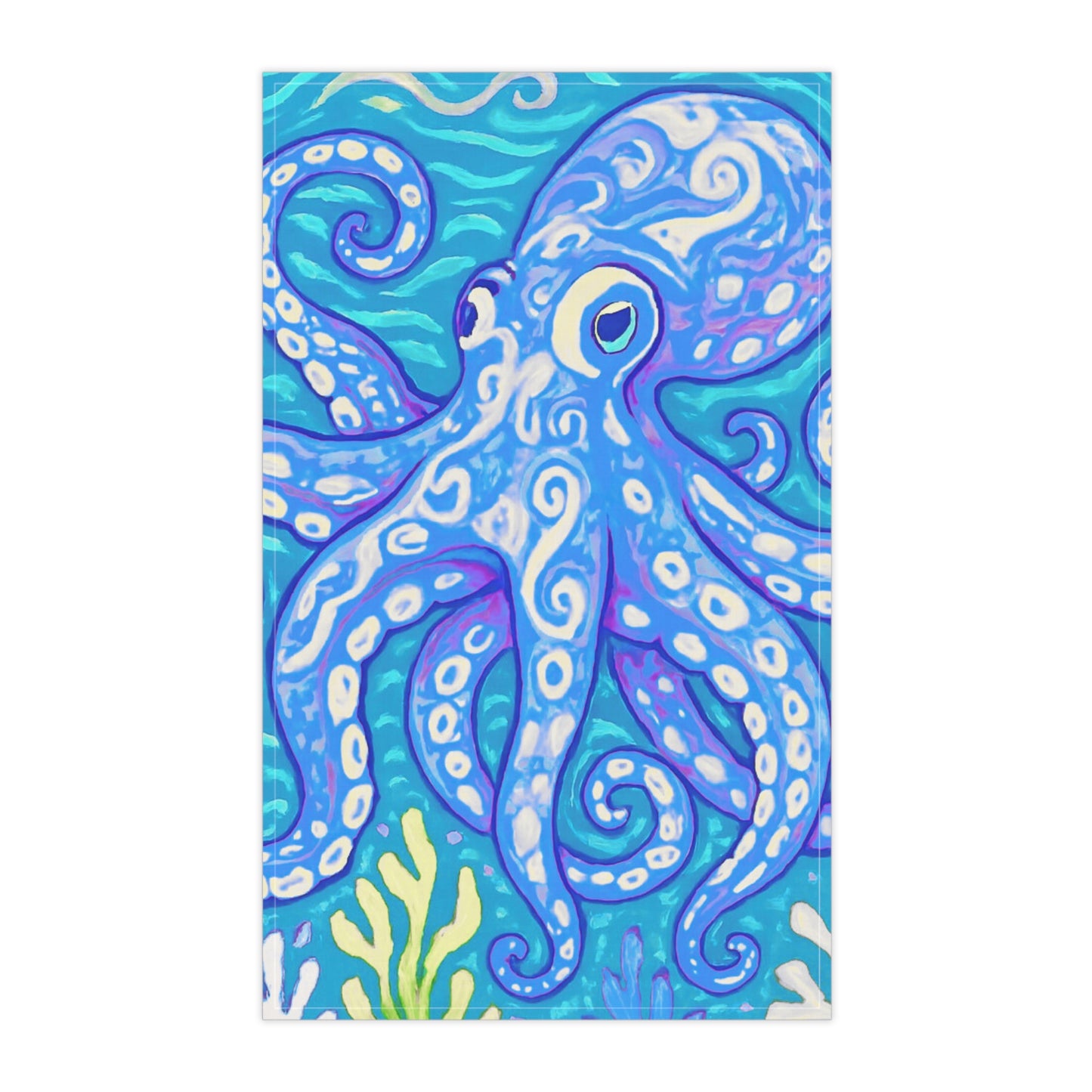 Tea Towels (cotton, poly), Blue Kraken Joe