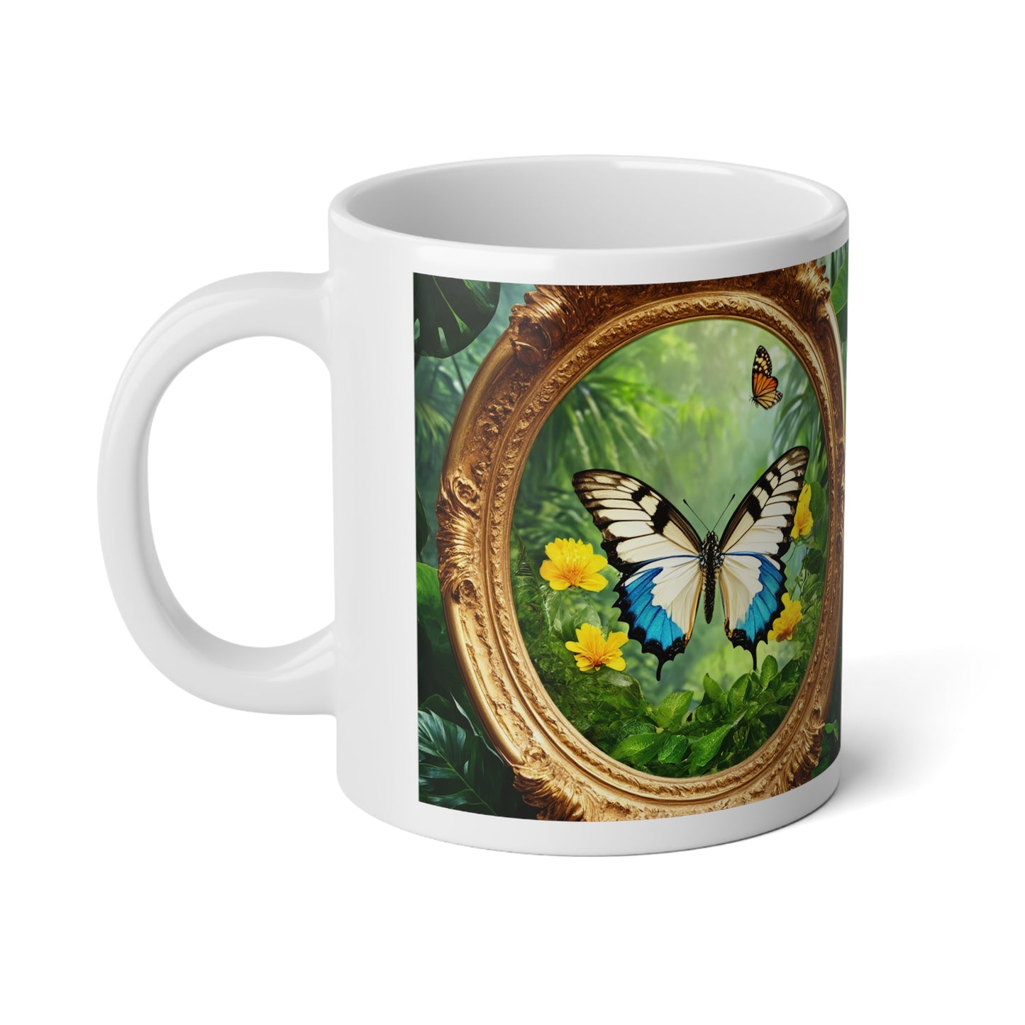 Jumbo Mug, 20oz, Framed Swallowtail Butterfly | Tropical Coffee Cup