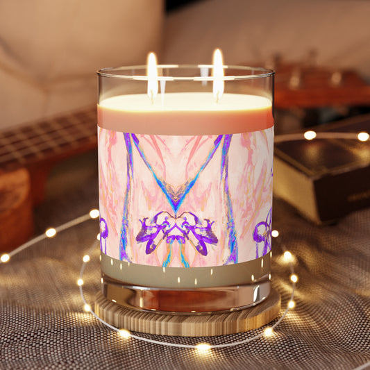 Peach Tropical Doodles Scented Candle - 11oz Full Glass, Tropical Decor