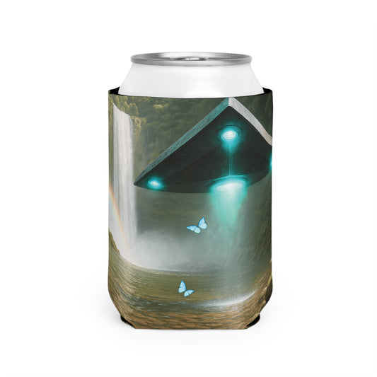 Rainforest UFO and Waterfal Can Cooler Sleeve - Perfect for Outdoor Picnics