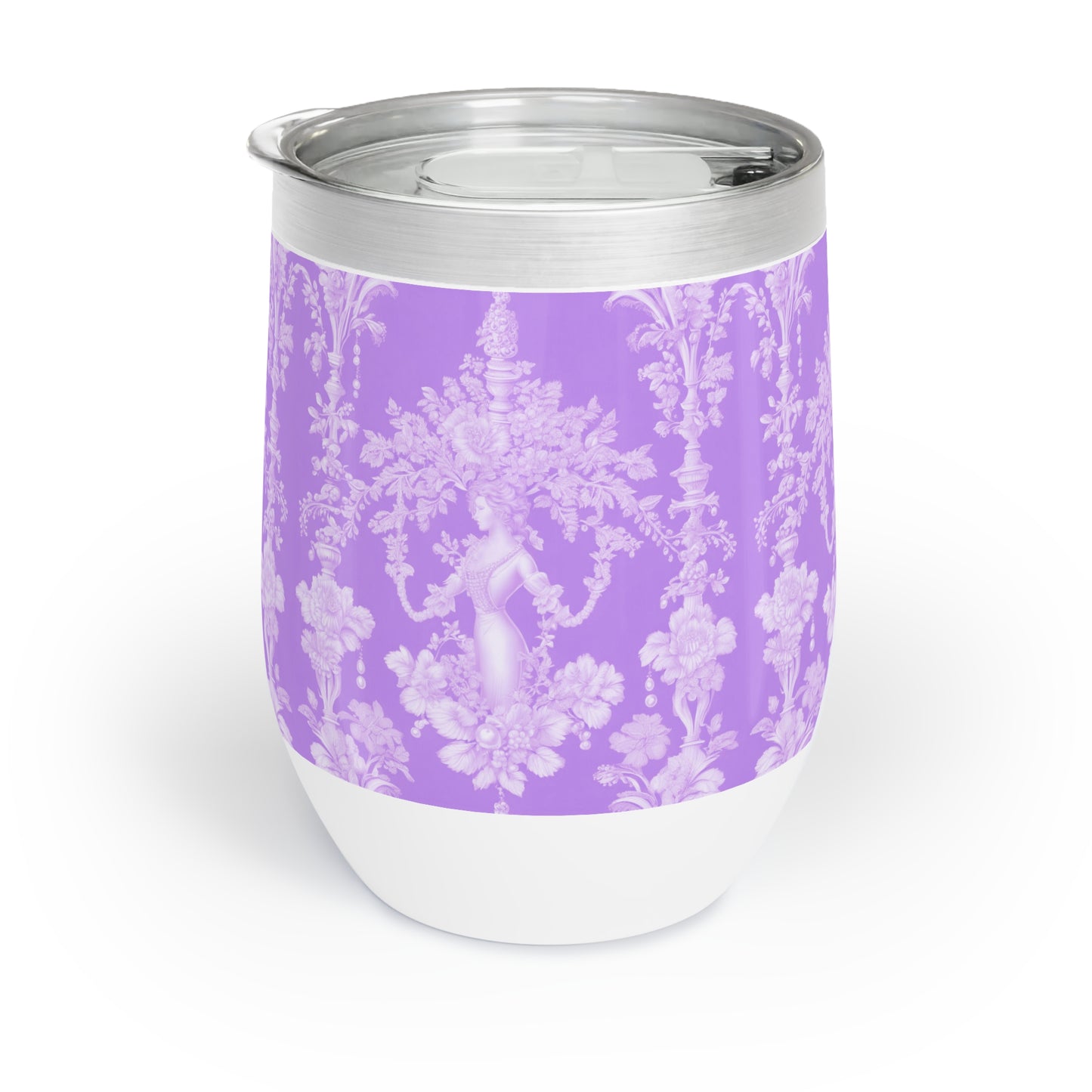 Chill Wine Tumbler, Pearl Lady Toile / Purple