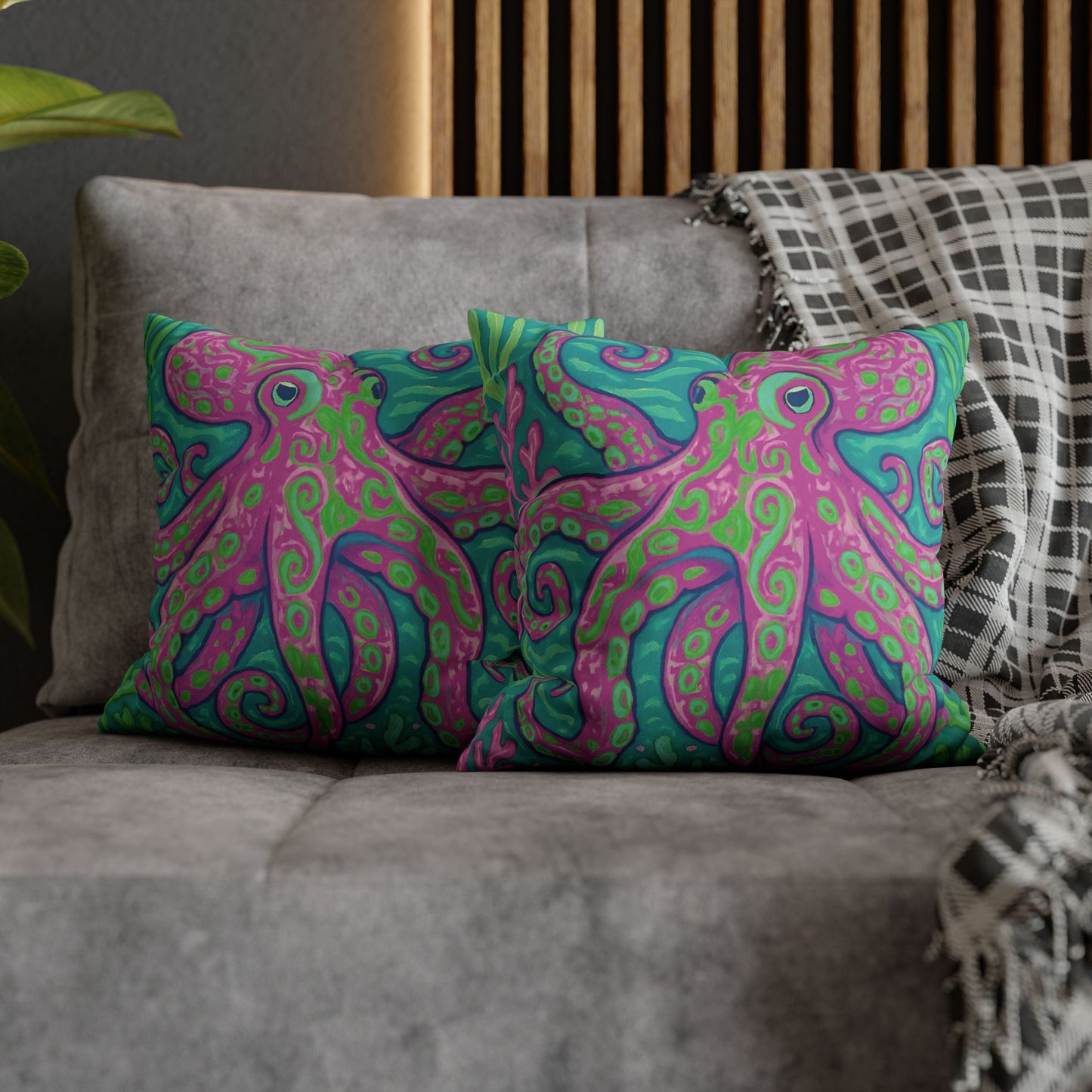 Faux Suede Square Pillowcase - Purple Kraken Joe