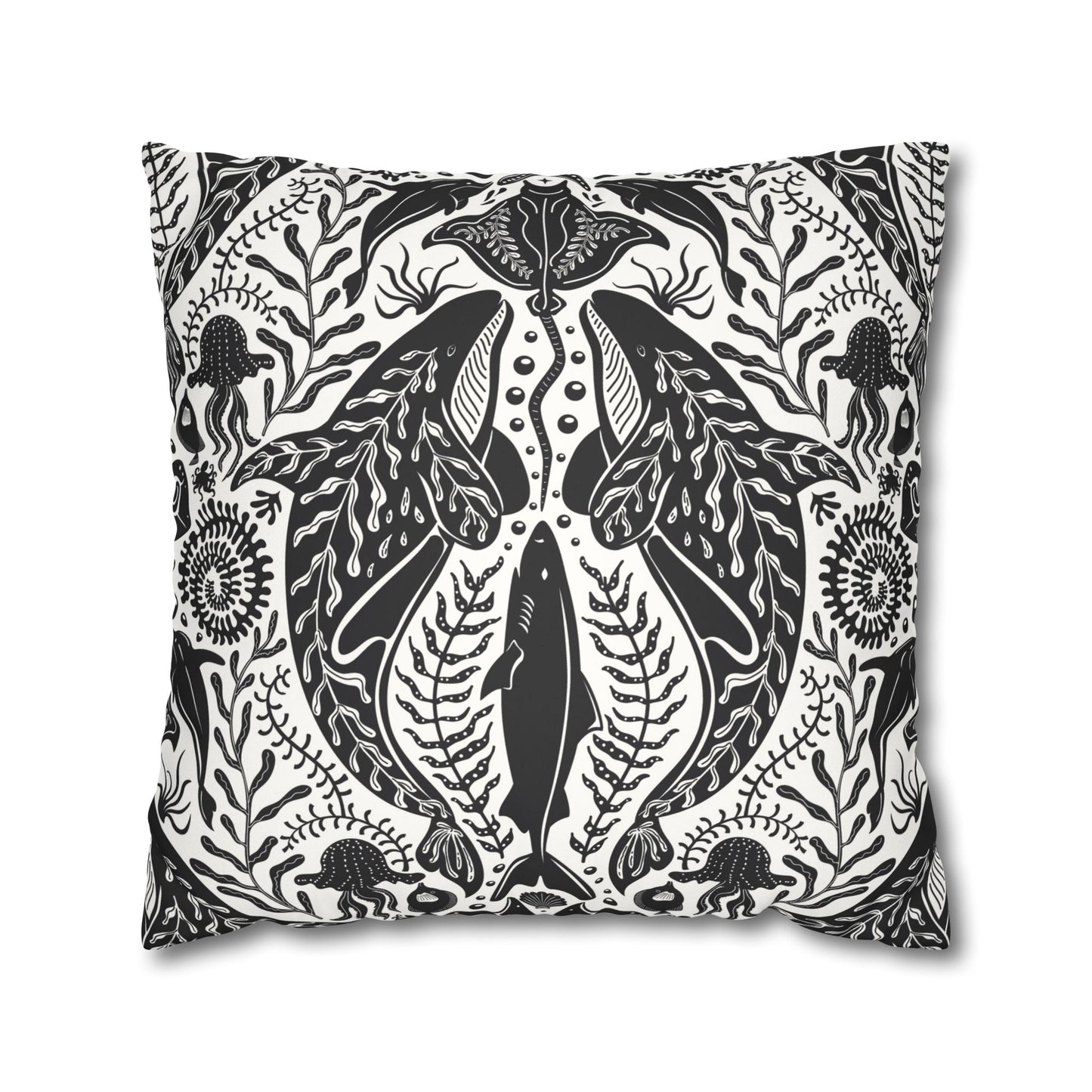 Faux Suede Square Pillowcase - Mystic Ocean, Black