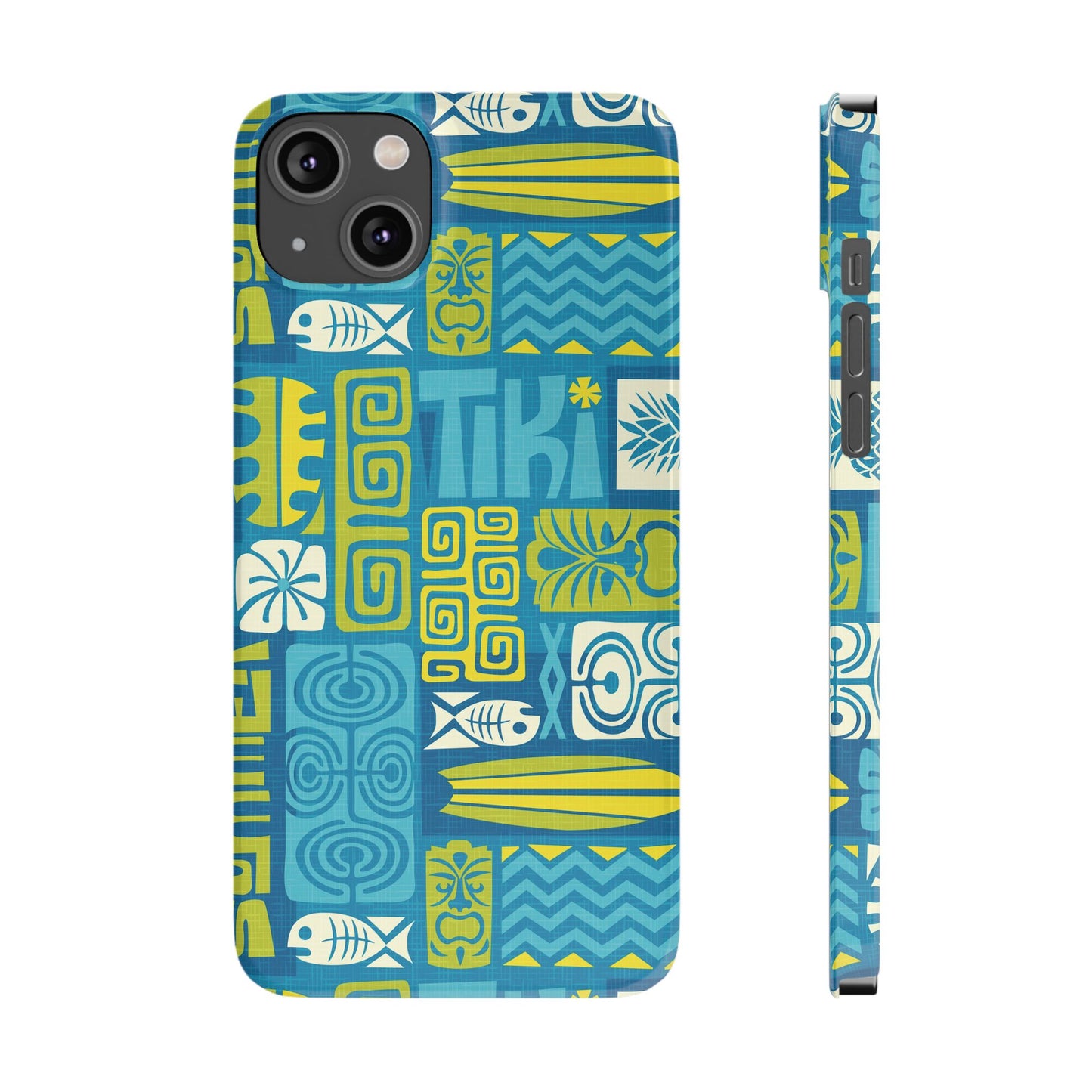 Slim Phone Cases - Tiki Poster Blue