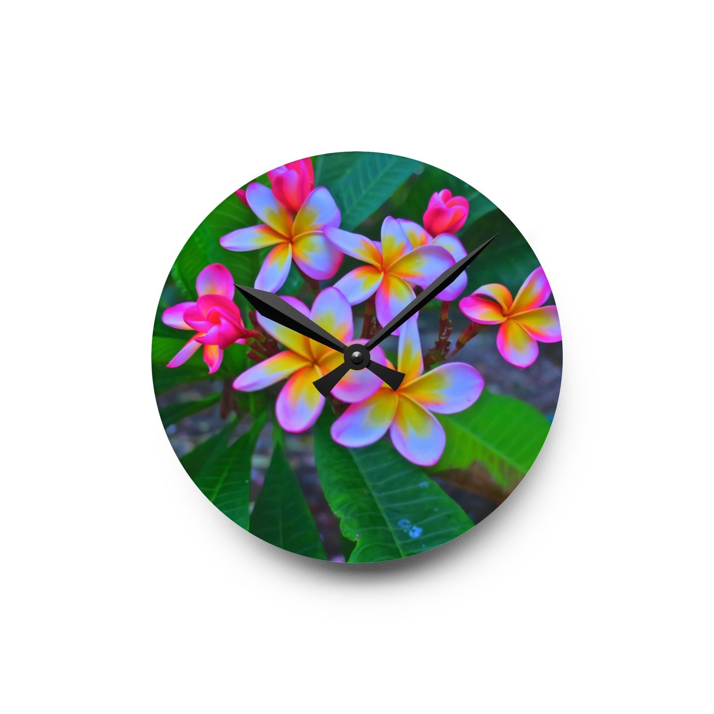 Acrylic Wall Clock, Hawaiian Flowers