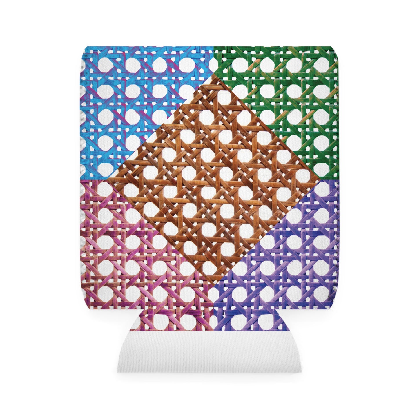 Patchwork Beach Chair Wicker Can Cooler Sleeve - Perfect for Outdoor Picnics