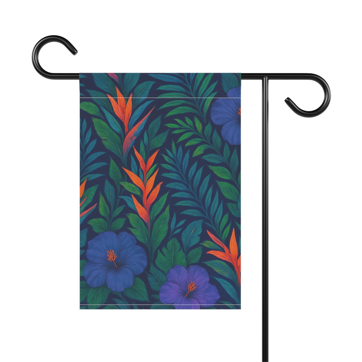 Tropical Garden Flag - Perfect for Outdoor Decor / Midnight Flowers, Navy