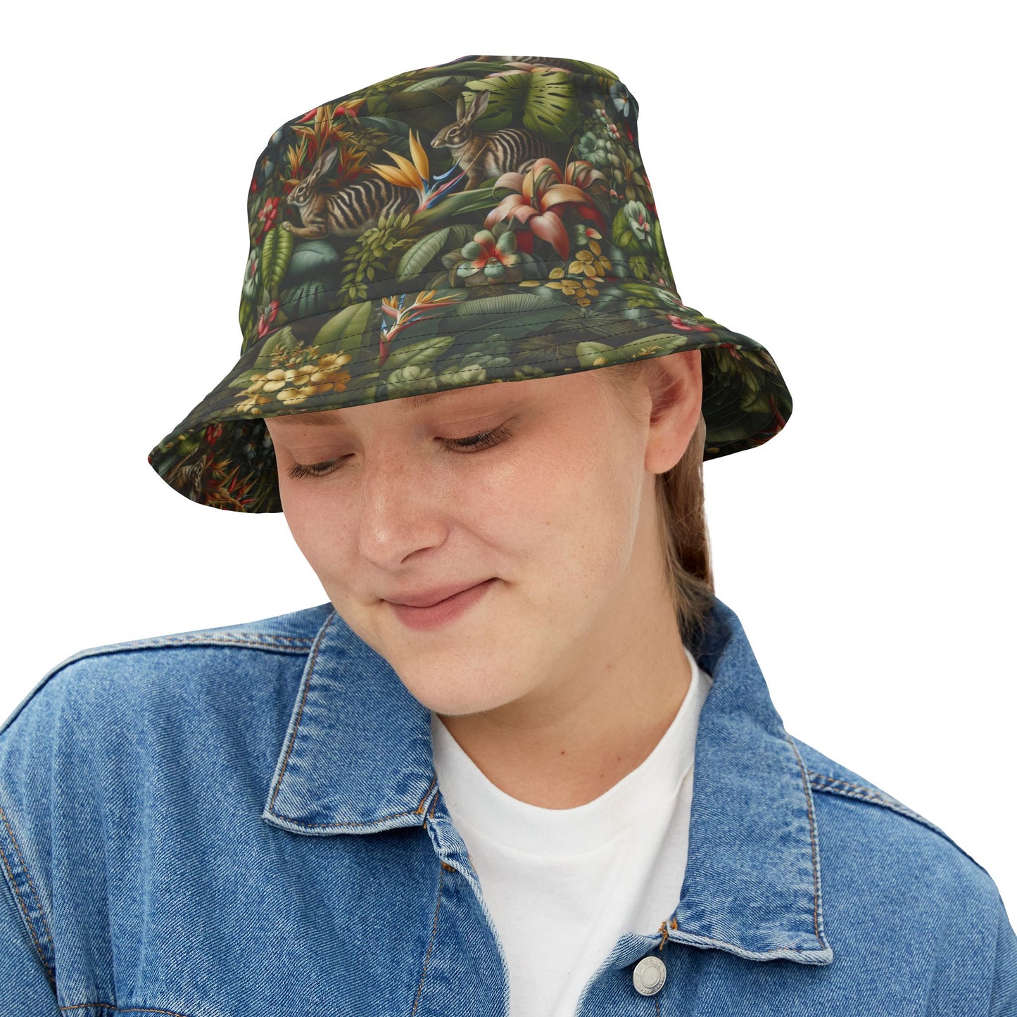 Tropical Polyester Bucket Hat, 2 Sizes - Rainforest Rabbit Outing