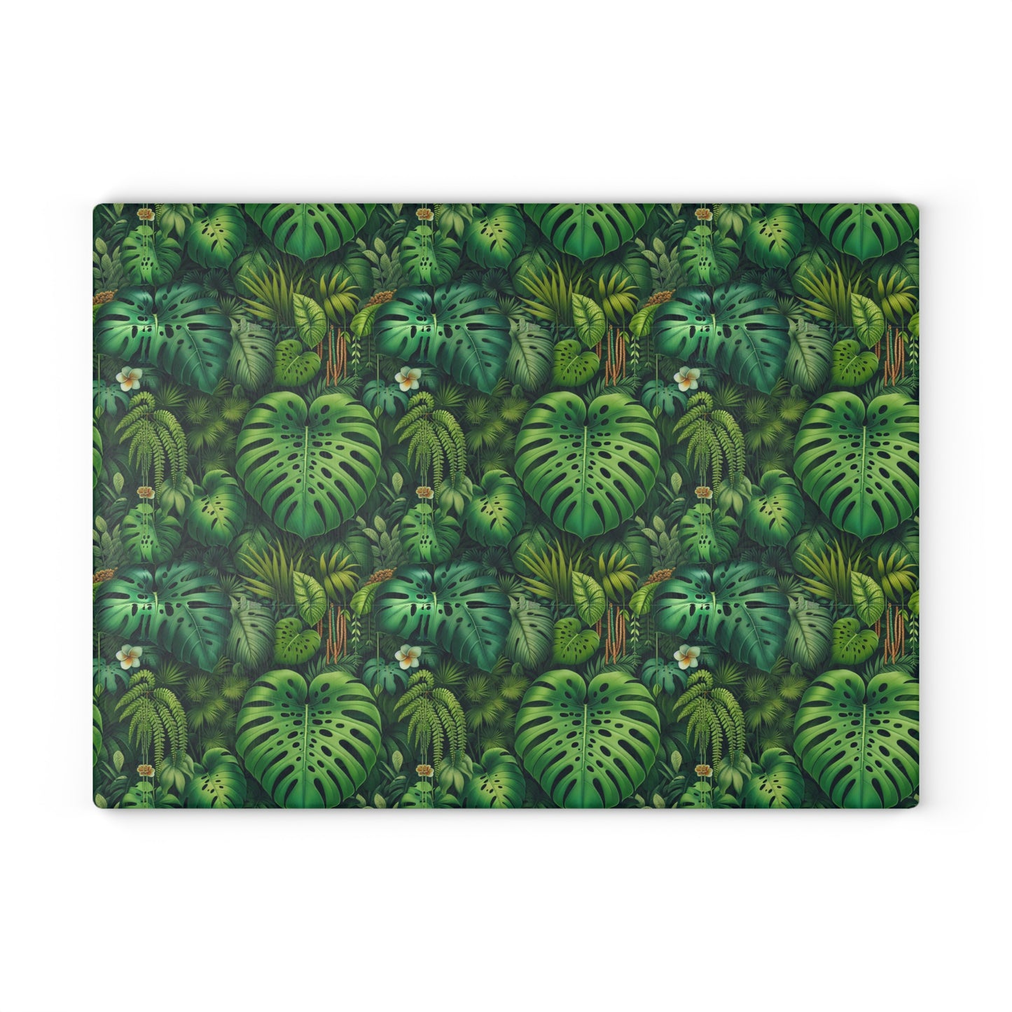 Glass Cutting Board, 2 sizes - Rainforest Greenery