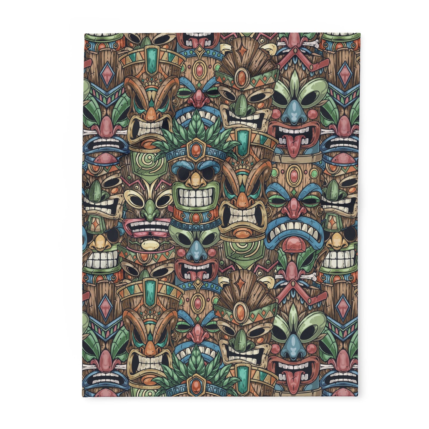 Tiki Legends Fleece Blanket - Colorful Tropical Design