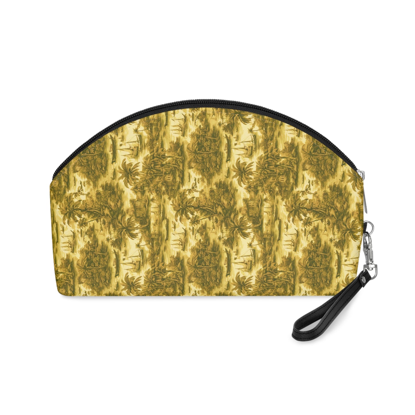 Makeup Bag - Tropical Toile #1, gold