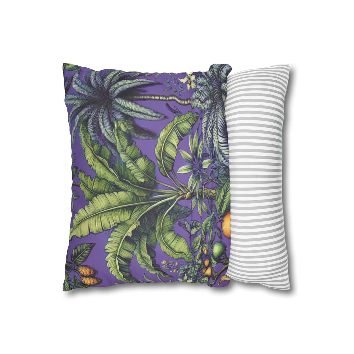 Faux Suede Square Pillowcase - Tropical Fruit, Purple