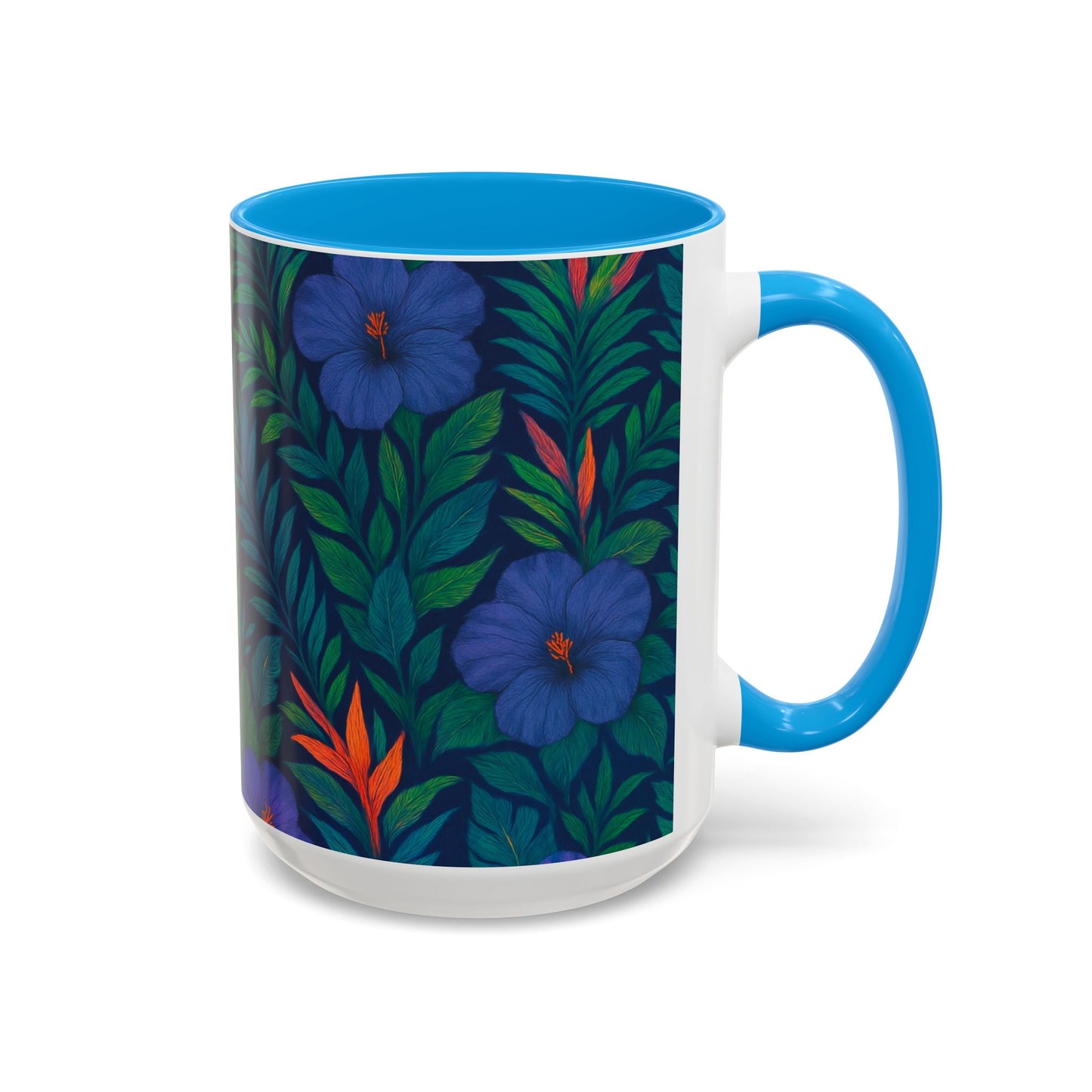 Vibrant Floral Coffee Mug - 11oz & 15oz / Midnight Flower Coral