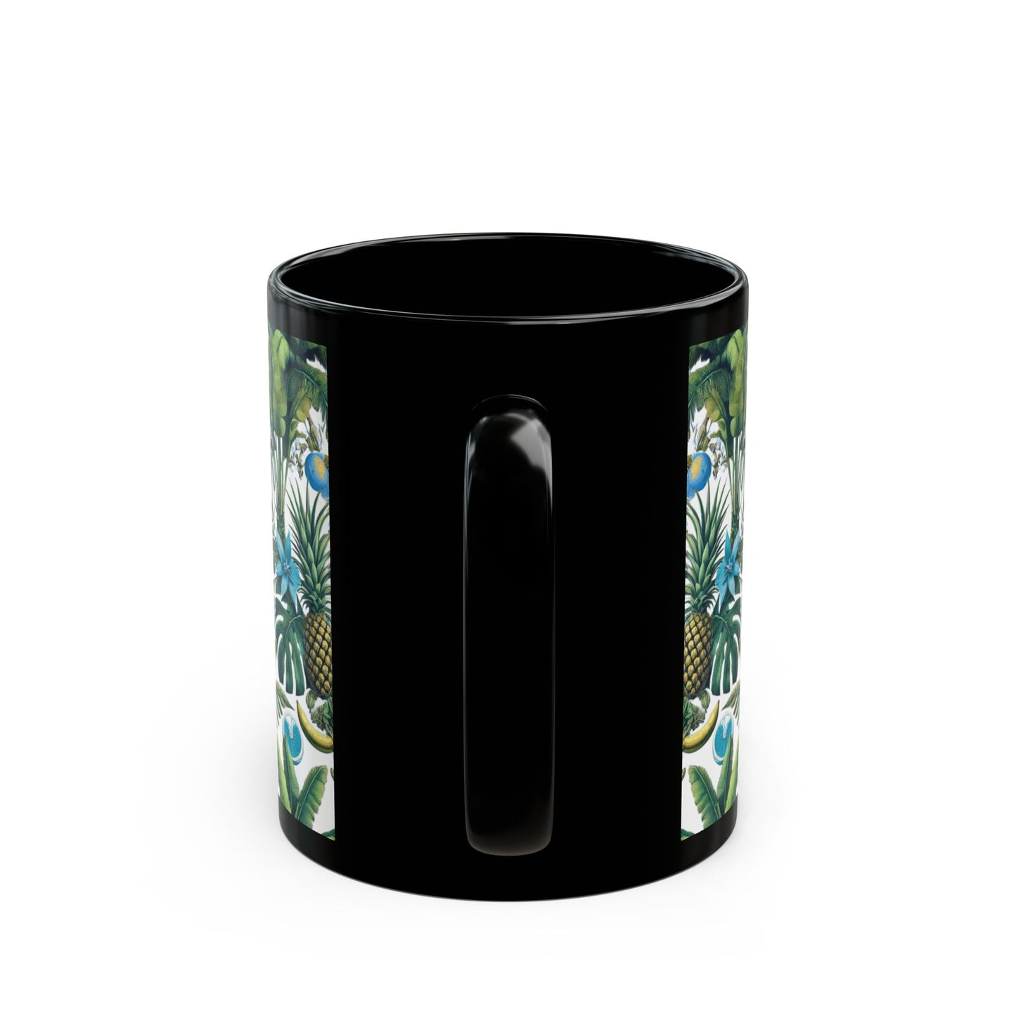 Black Coffee Mug - More Tropical Fruit, White