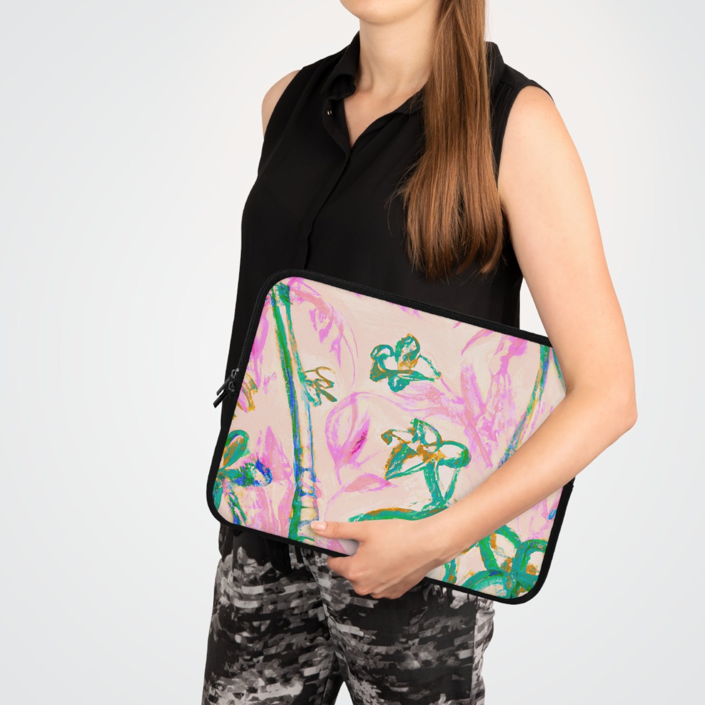 Tropical Laptop Sleeve, 5 Sizes - Perfect for Beach Lovers & Students / Tropical Doodles, Pink