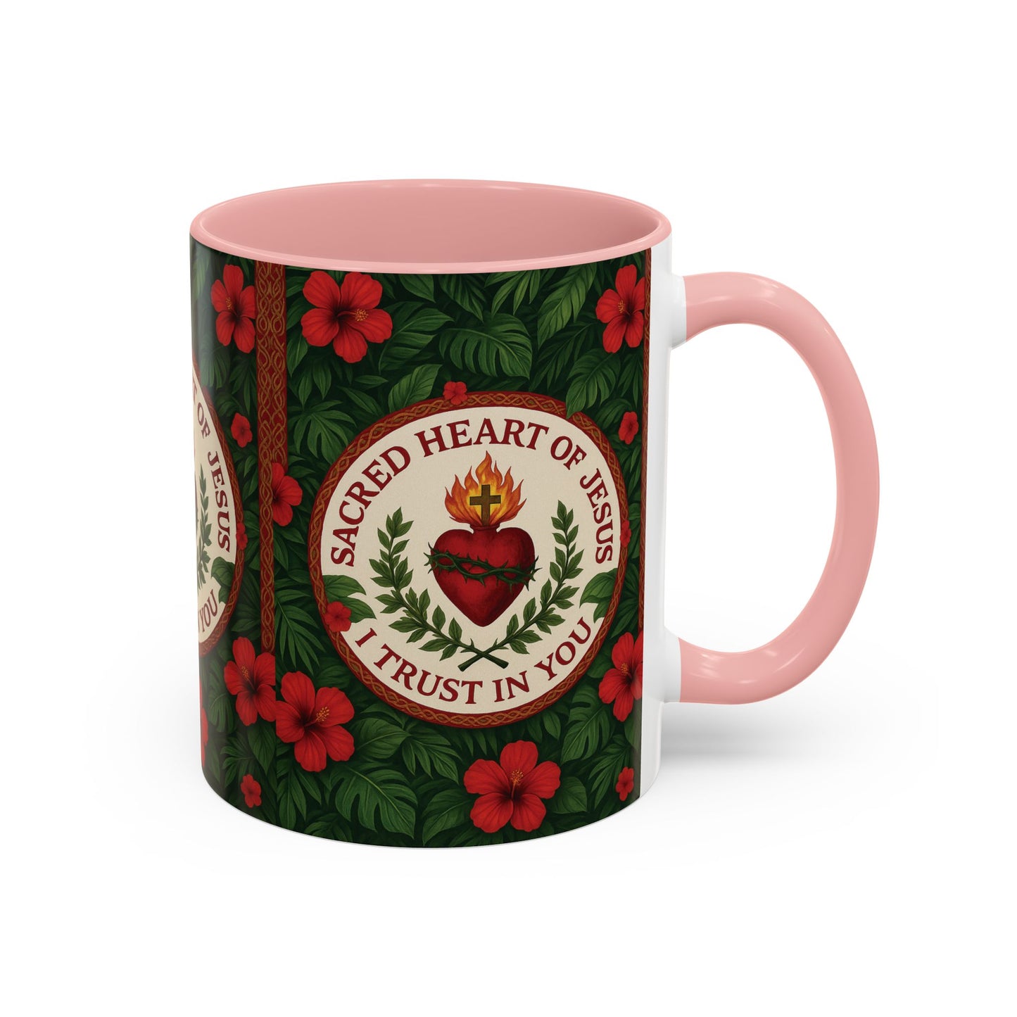 Religious Accent Color Coffee Mug (11, 15oz) / Sacred Heart of Jesus Prayer, Various Colors
