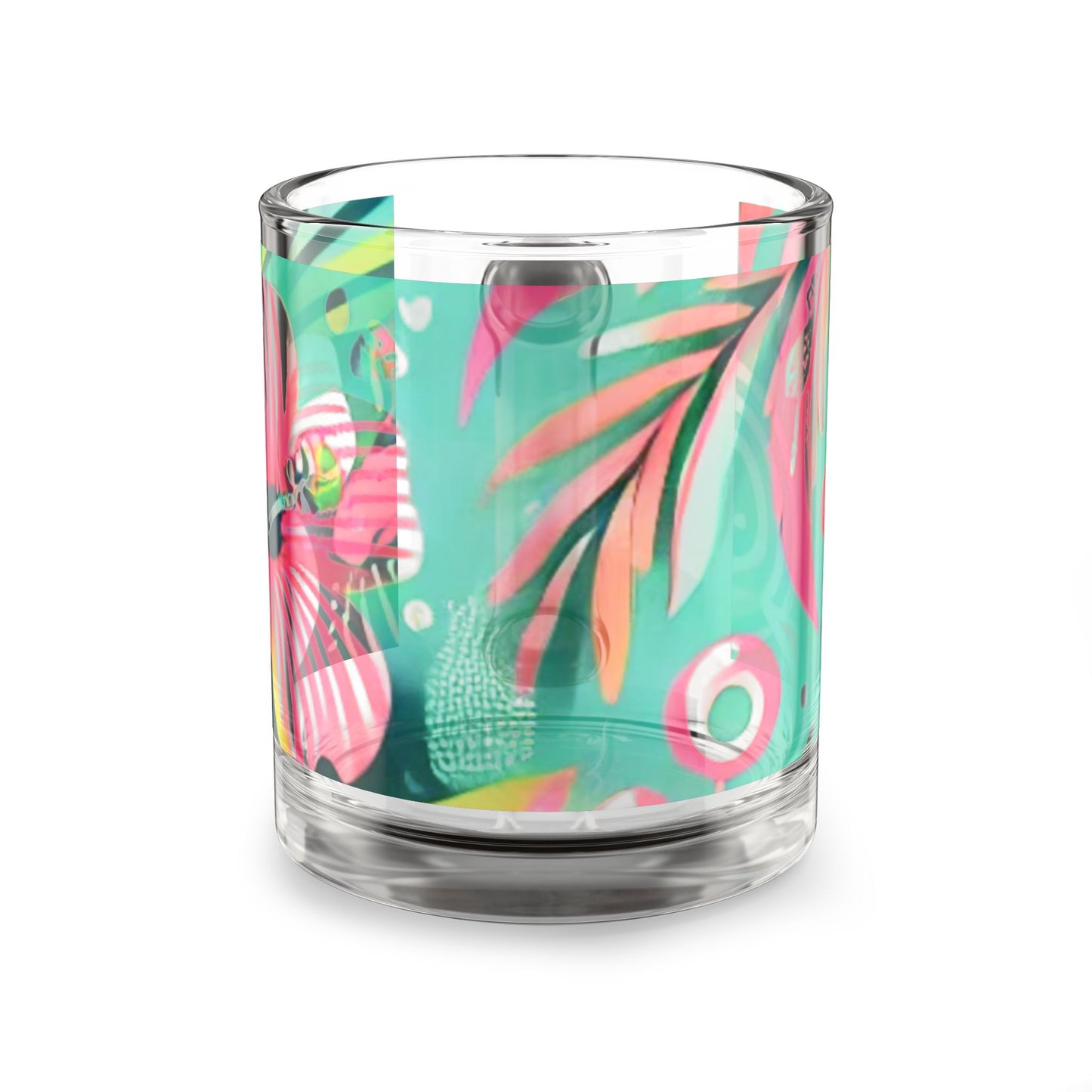 Tropical Glass Mug - 10oz Coffee Cup / Pink Hibiscus