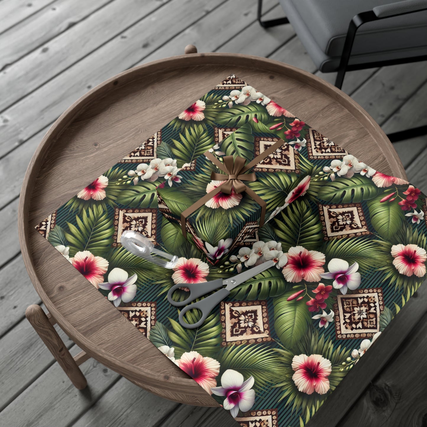 Wrapping Paper - Tropical Gift Wrap for All Occasions / 3 Sizes, 2 Finishes / Tiki Orchids