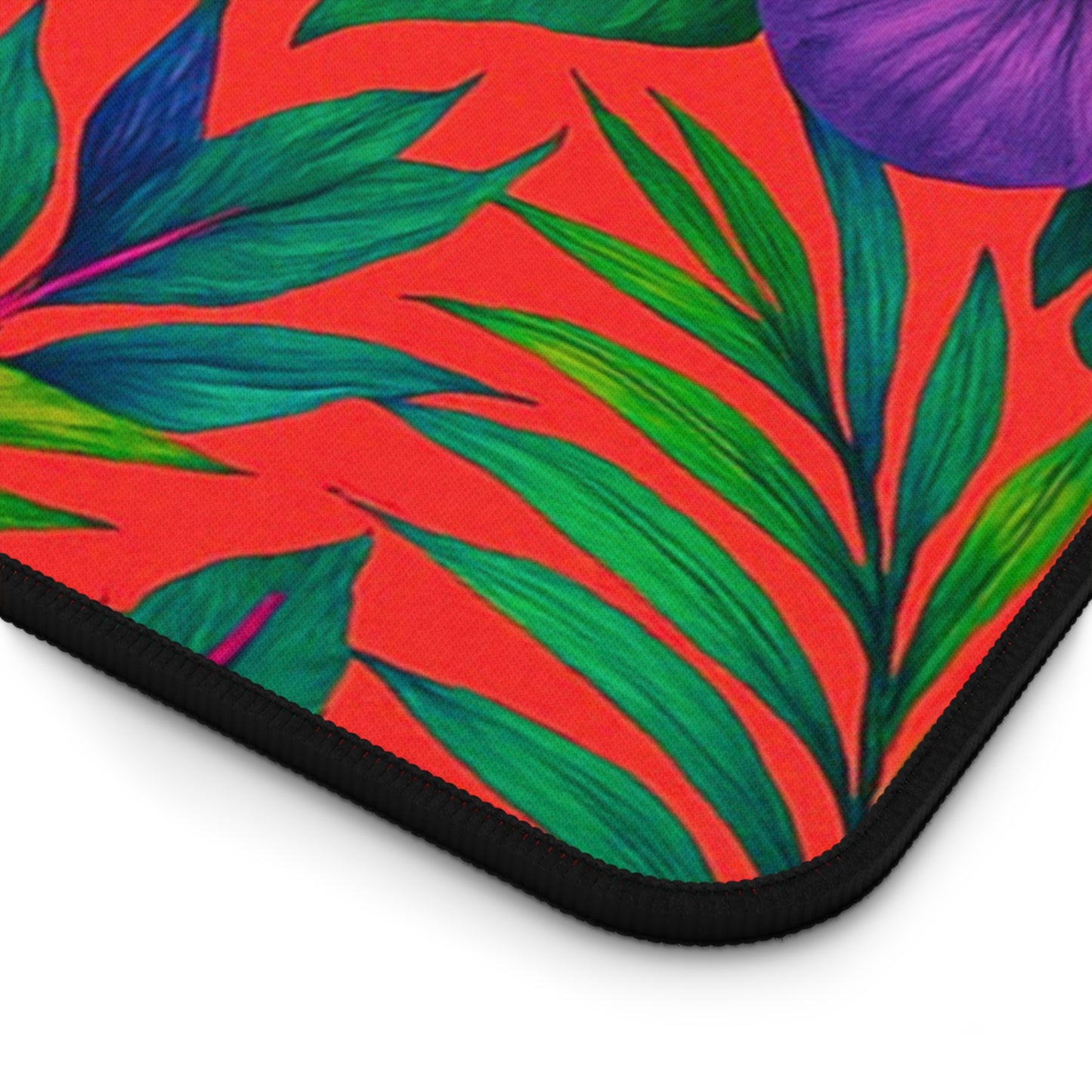 Tropical Paradise Desk Mat, 3 Sizes - Perfect for Home Office - Midnight Flower Coral