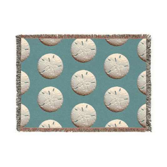 Woven Beach Blanket, 3 Sizes - Tropical Home Decor / Real Sand Dollars
