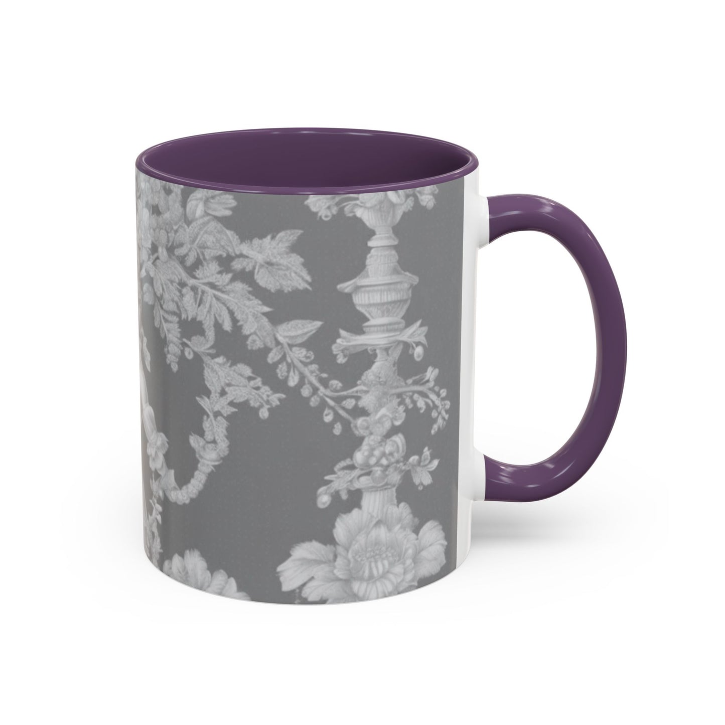 Accent Coffee Mug (11, 15oz), Pearl Lady Toile/Slate, Various Colors