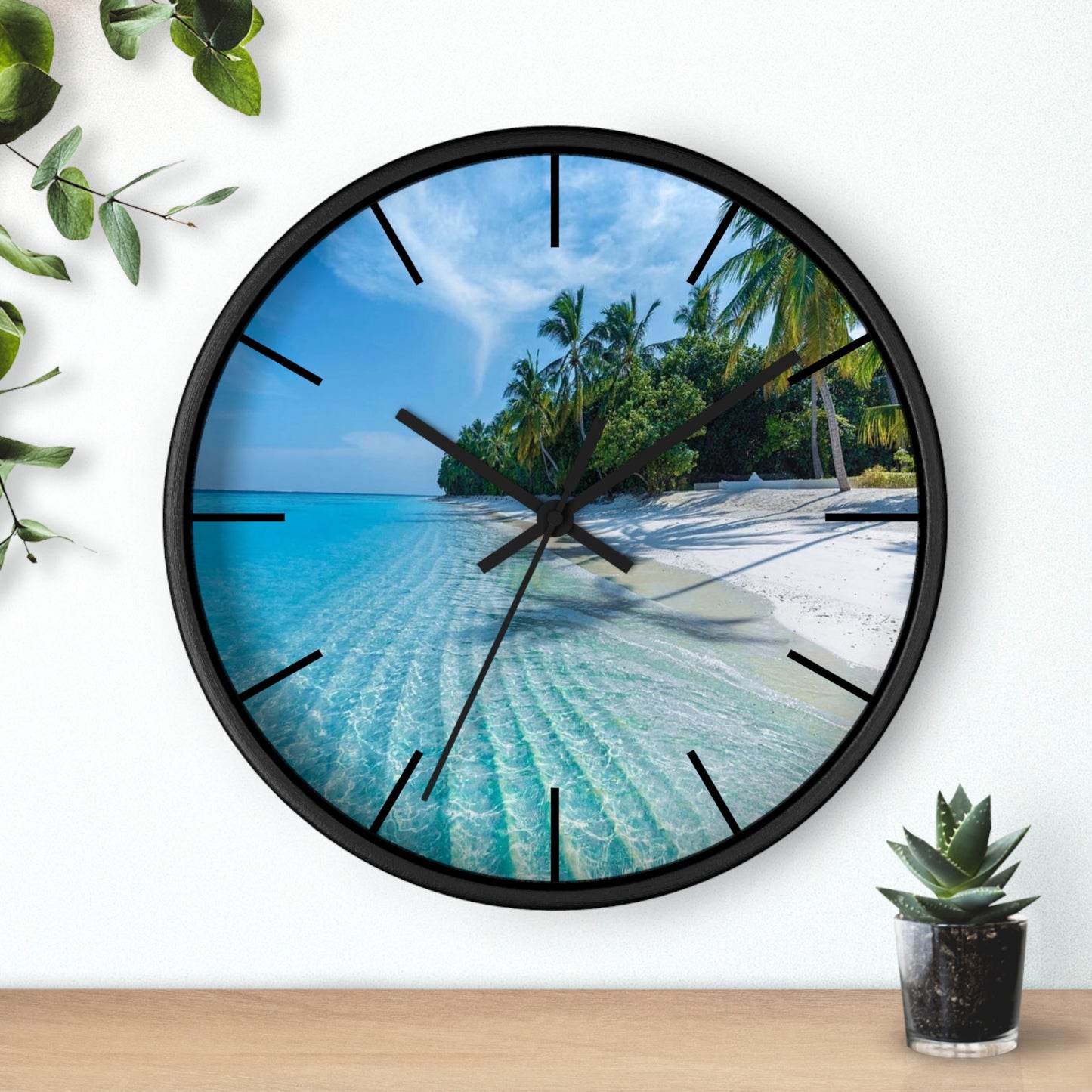 Wall Clock, Calming Private Beach, Hands/Base Variants