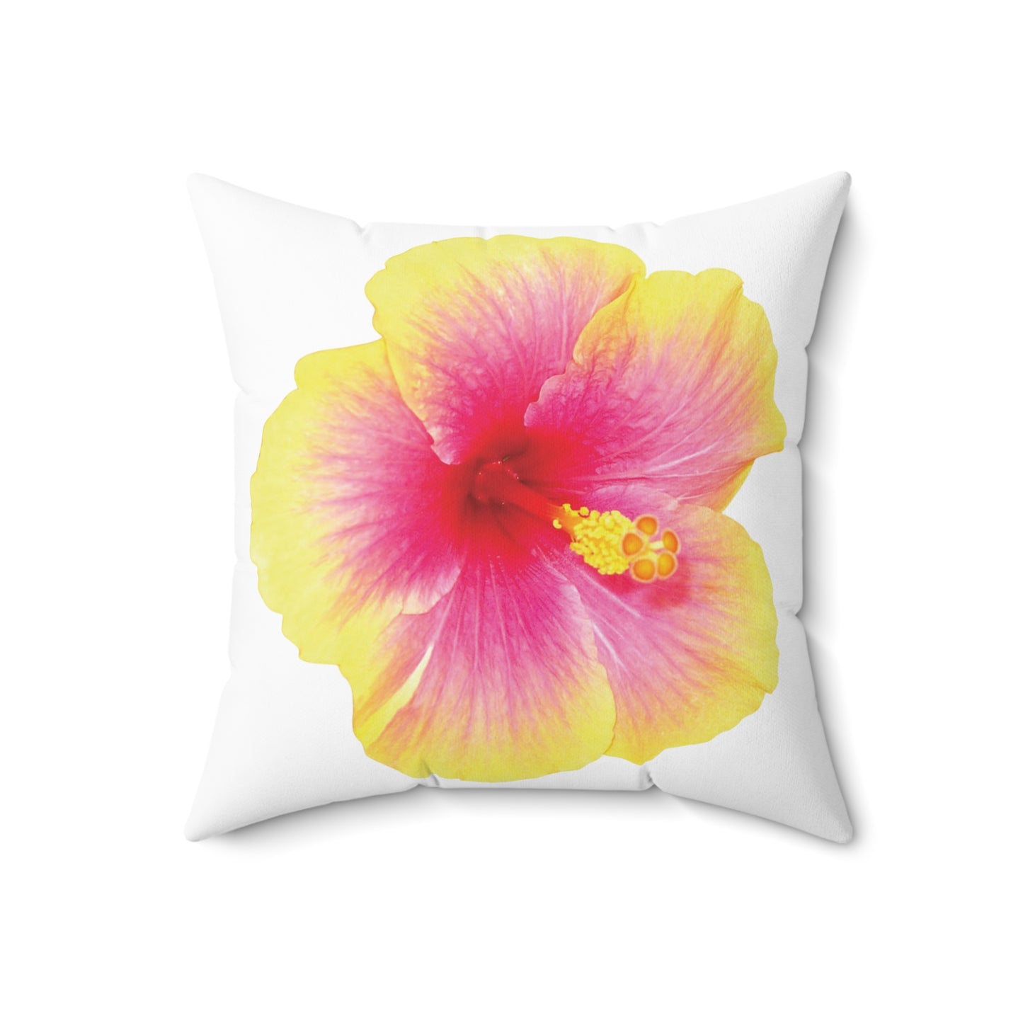 Decorative Pillow - Accent Cushion, 4 Sizes / Photo Yellow Hibiscus, White