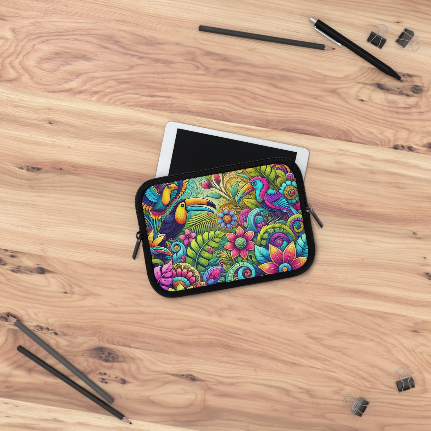 Tropical Laptop Sleeve, 5 Sizes - Perfect for Beach Lovers & Students / Rainforest Music